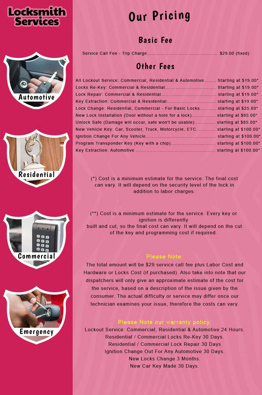 Scotch Plains NJ Locksmith Store Scotch Plains, NJ 908-245-2906 - price-list-c-18